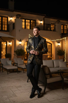 Posh Paisley Velvet Black and Gold Tuxedo Jacket