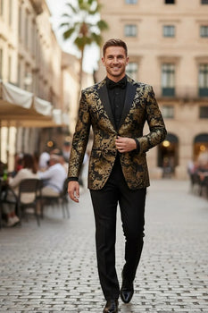 Posh Paisley Velvet Black and Gold Tuxedo Jacket