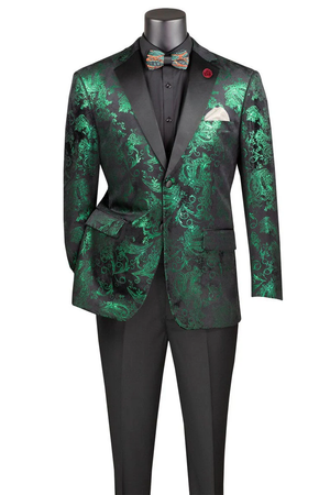 Posh Paisley Velvet Emerald Tuxedo Jacket