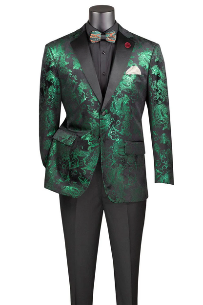 Posh Paisley Velvet Emerald Tuxedo Jacket