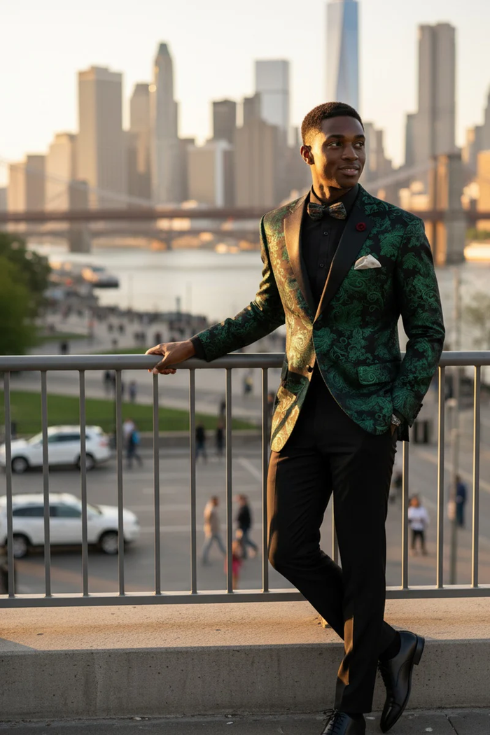 Posh Paisley Velvet Emerald Tuxedo Jacket