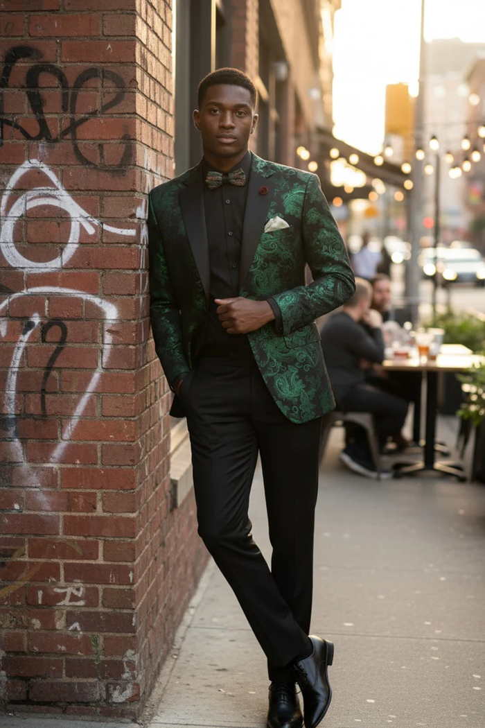 Posh Paisley Velvet Emerald Tuxedo Jacket