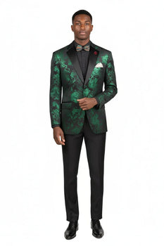 Posh Paisley Velvet Emerald Tuxedo Jacket