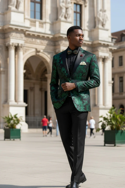 Posh Paisley Velvet Emerald Tuxedo Jacket