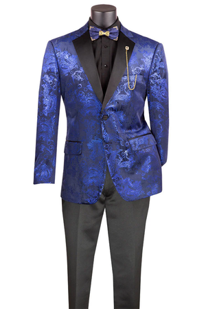 Posh Paisley Velvet Royal Blue Tuxedo Jacket