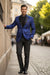 Posh Paisley Velvet Royal Blue Tuxedo Jacket