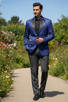 Posh Paisley Velvet Royal Blue Tuxedo Jacket