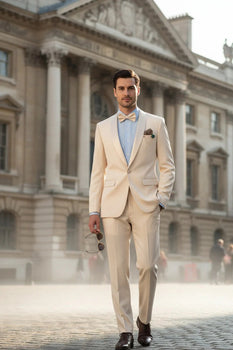 Spectrum Champagne Shawl Lapel Tuxedo – 3-Piece One Button Elegant Formal Suit