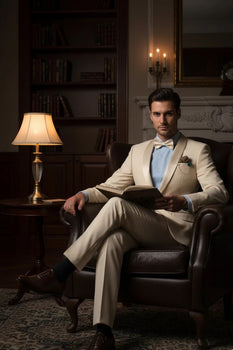 Spectrum Champagne Shawl Lapel Tuxedo – 3-Piece One Button Elegant Formal Suit