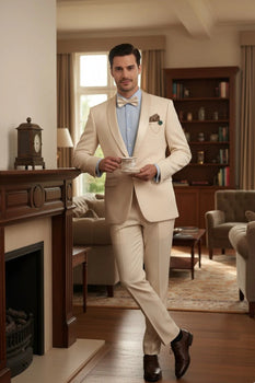 Spectrum Champagne Shawl Lapel Tuxedo – 3-Piece One Button Elegant Formal Suit