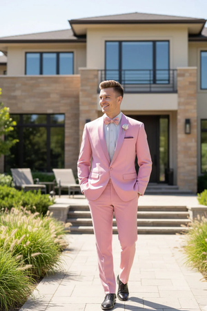 Dusty Rose Shawl Lapel Tuxedo by Spectrum – Elegant 3-Piece Formal Wear