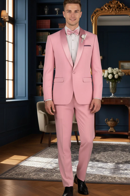 Dusty Rose Shawl Lapel Tuxedo by Spectrum – Elegant 3-Piece Formal Wear