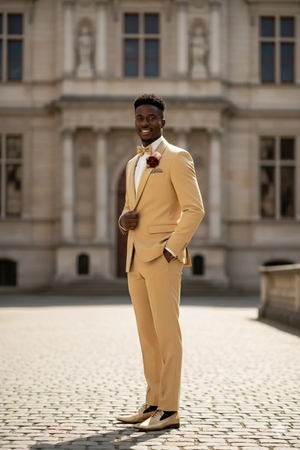 Light Gold Shawl Lapel Tuxedo by Spectrum – Elegant 3-Piece Formal Wear