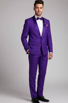 Premium Royal Purple Shawl Lapel Tuxedo – Spectrum 1 Button Formal Set