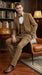 Mens Mocca Brown Taupe textured 1920s Great Gatsby Inspired Suit – Vintage Three Piece Retro Formal Suit Peak Lapel