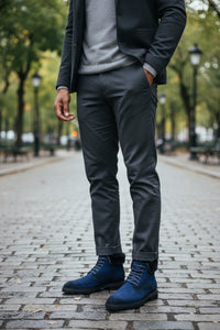 Suede Faux Shearling Combat Boot