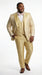 Vitali Mens Yellow Gold Designer Tuxedo Suit Set – Luxury Wedding Prom Formal Tuxedo with Vest Bow Tie in Champaign Color