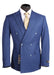 Vitali Mens Blue Tone on Tone Shadow Pinstripe Suit Set – Double Breasted Business Modern Fit Side Vented