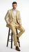 Vitali Mens Yellow Gold Designer Tuxedo Suit Set – Luxury Wedding Prom Formal Tuxedo with Vest Bow Tie in Champaign Color