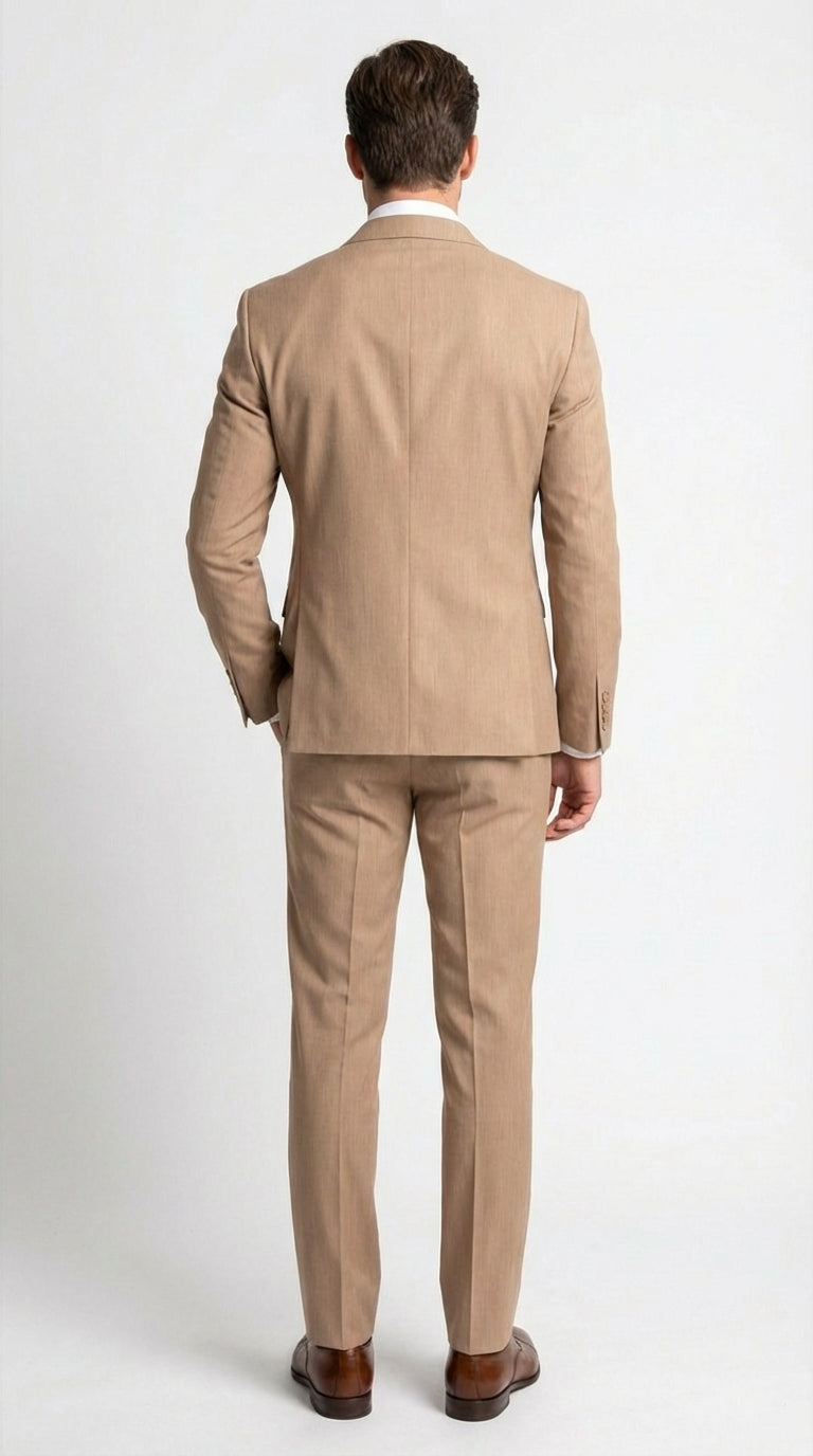 Vitali Tan Double Breasted Suit – Men’s 2 Piece Formal Suit for Wedding, Business and Special Events khaki beige color Modern Fit