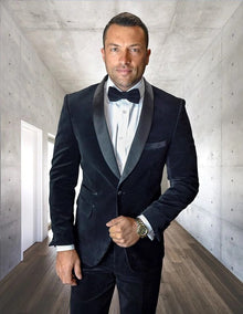Statement Men's 2-Piece Suit – Velvet Jacket with Modern Fit