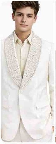 Mens White Rhinestone Shawl Lapel Blazer – Slim Fit Luxury Tuxedo Style Jacket with Multi-Color Crystal
