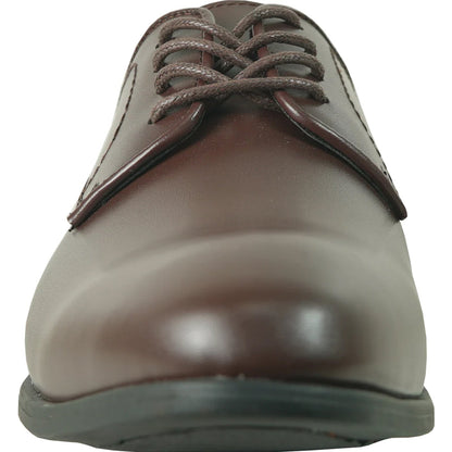 Bravo Mens Plain Round Toe Dress Oxford in Dark Brown - Men's Dress Shoes