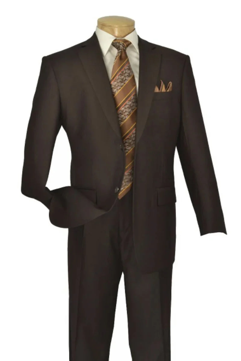 Apollo King Designer Brand Mens Two Button Poplin Suit in Brown Modern Fit