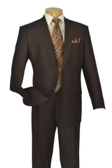 Apollo King Designer Brand Mens Two Button Poplin Suit in Brown Modern Fit