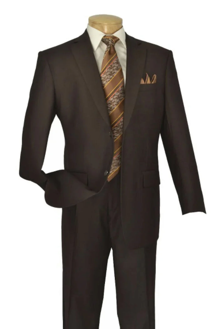 Apollo King Designer Brand Mens Two Button Poplin Suit in Brown Modern Fit