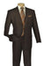 Apollo King Designer Brand Mens Modern Fit Two Button Poplin Suit in Brown