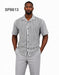 Men’s Light Gray Vertical Stripe Walking Suit Set – 2 Piece Short Sleeve Casual Outfit