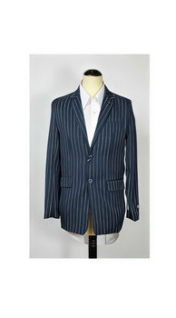 2 Button Cheap Priced Designer Fashion Dress Casual Blazer For Men On Sale Pinstripe Men's Navy Blue Blazer