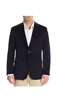 Men'S Two Button Front Regular Fit Corduroy Blazer Navy