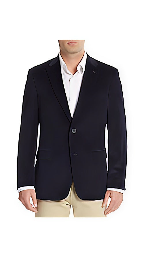 Men'S Two Button Front Regular Fit Corduroy Blazer Navy