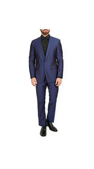 Men'S Navy One Button Shawl Lapel Slim Fit Tuxedo