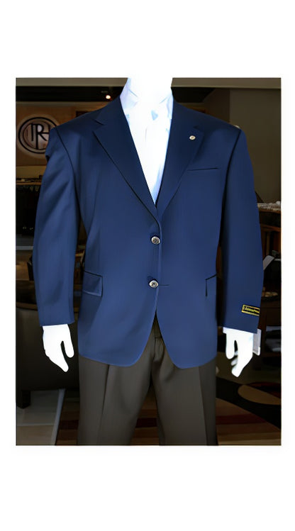 Men's Sport Coat Jacket Blazer 100% Wool Patterned Fabric Two Button  Navy - Image 9