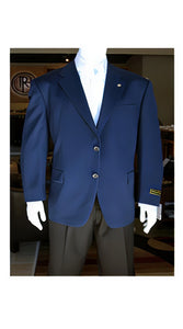 Men's Sport Coat Jacket Blazer 100% Wool Patterned Fabric Two Button  Navy