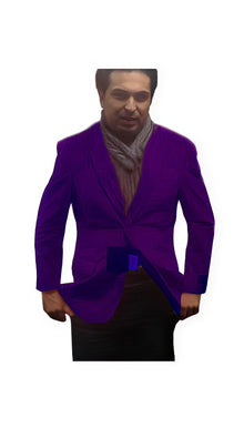 Single-Breasted Fully Lined Men's 2 Btn Notch Collar Velvet Purple