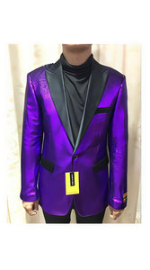 Alberto Nardoni Brand SEQUINS-1 Purple (Wholesale Price $95) Shiny Flashy Paisley Blazer Mens
