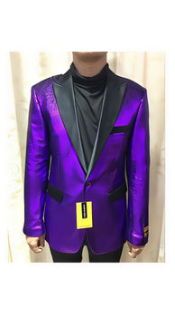 Alberto Nardoni Brand SEQUINS-1 Purple (Wholesale Price $95) Shiny Flashy Paisley Blazer Mens