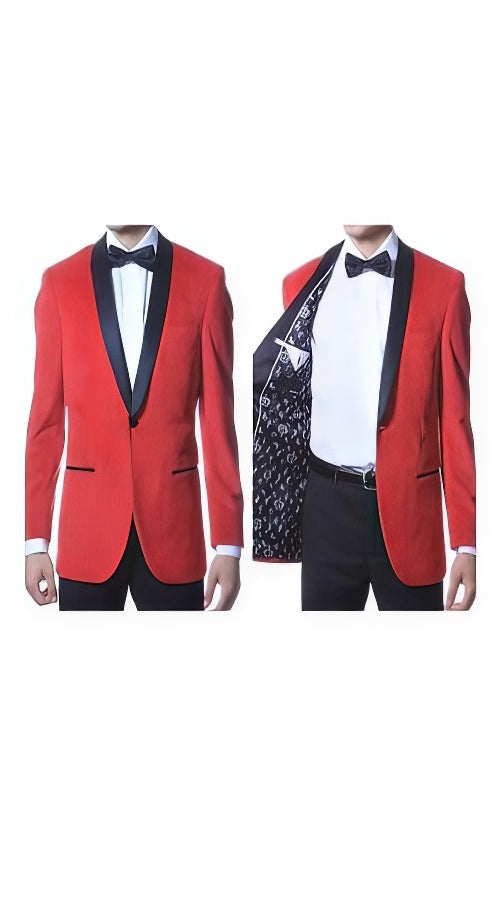 Velvet Blazer - Mens Velvet Jacket Velvet Shawl Collar Dinner Smoking , Slim Fit Red