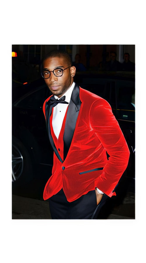 Big And Tall Blazers Velvet  Red Cheap Blazer Sport Coat
