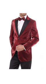 Men's Red 2 Button Slim Fit Solid Sharkskin Cheap Priced Blazer Jacket For Men Sportcoat