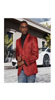 Men'S Red Paisley Colorful Prom Entertainer Blazer