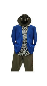 Alberto Nardoni Brand Men'S 2 Buttons Linen Cobalt Royal Blue Blazer