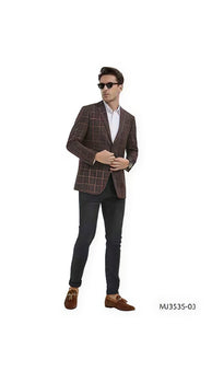 Mens Plaid Black Blazer - Window Pane Sport Coat