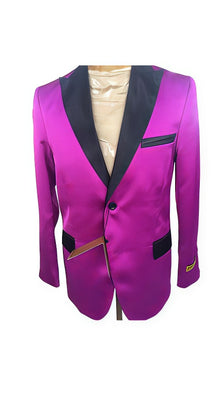 Men'S Dark Pink ~ Fuchsia Black Peak Lapel Blazer