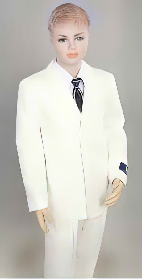 Boy's 2 Pieces Off White Three Buttons With Kids Sizes Suit Prefect for toddler Suit wedding attire outfits Pleated Pants