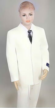 Boy's 2 Pieces Off White Three Buttons With Kids Sizes Suit Prefect for toddler Suit wedding attire outfits Pleated Pants
